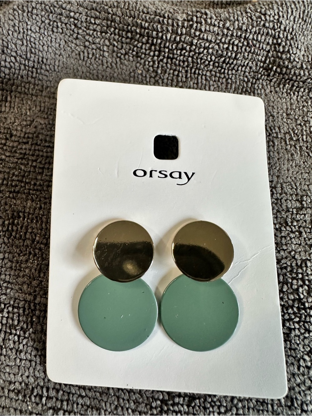 Orsay Green and Gold Round Drop Earrings